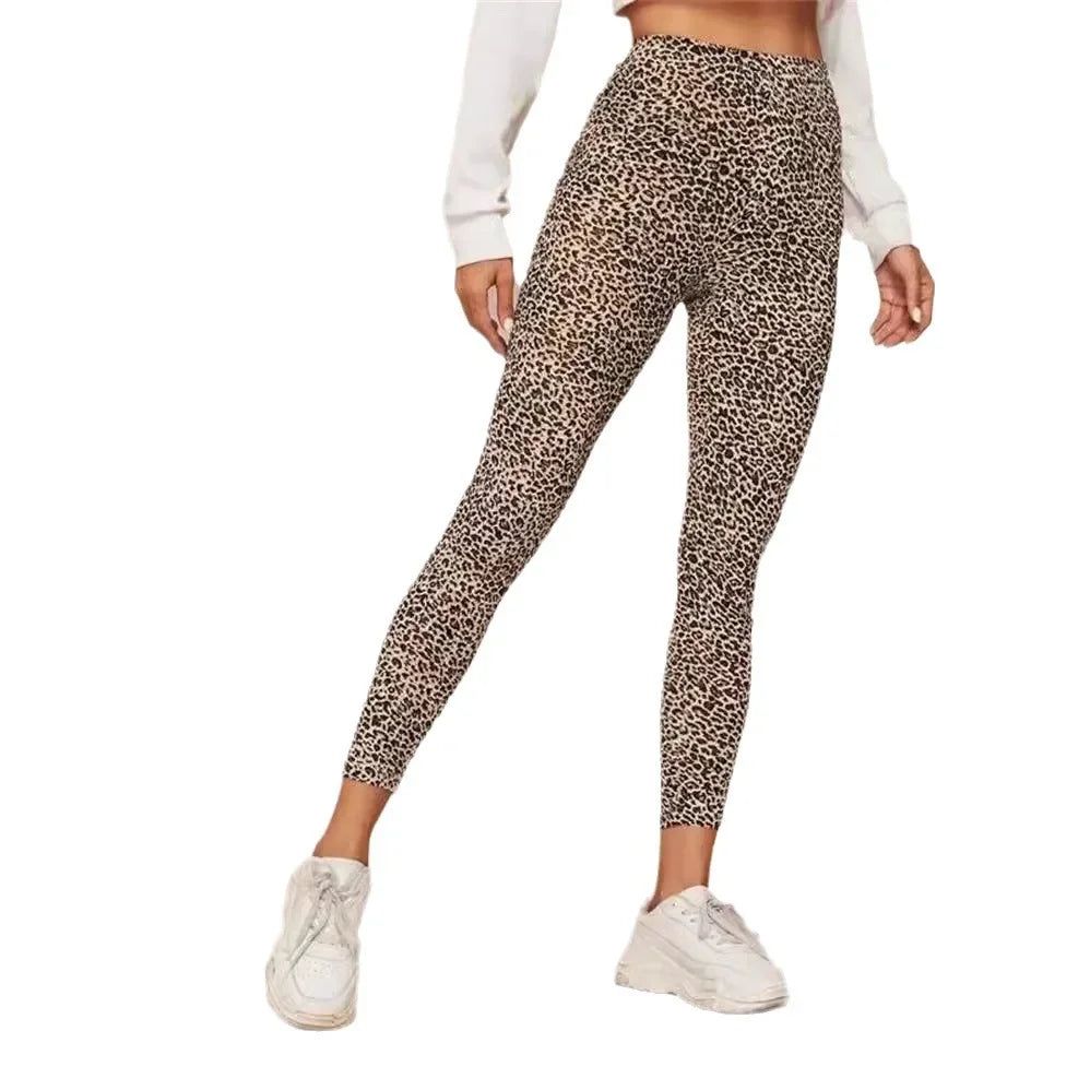 Leopard Print Faux Leather Leggings - Stylish High-Waist Fashion Pants