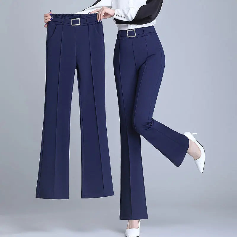 Elegant Office Flare Pants - Luxurious Polyester Professional
