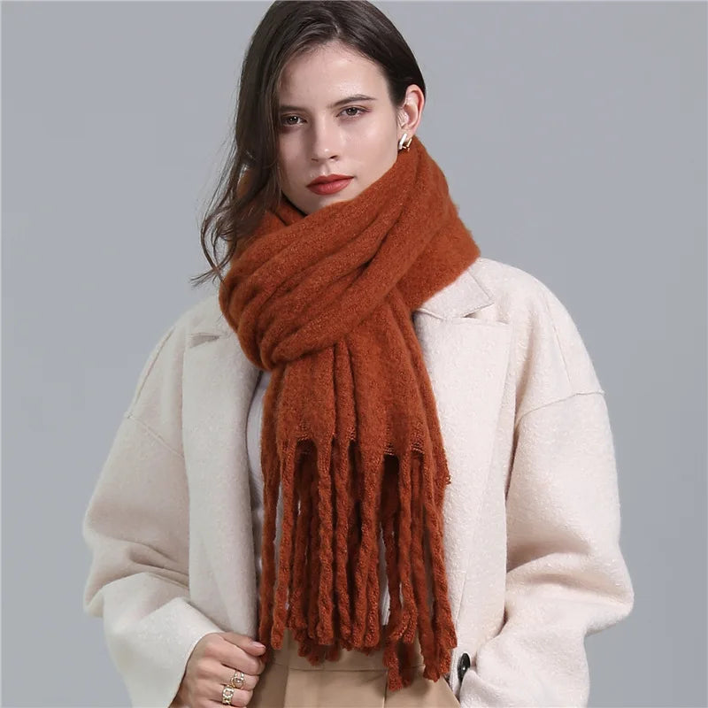 Luxe Tassel Wool Scarf – Oversized Viscose Wrap for All Seasons