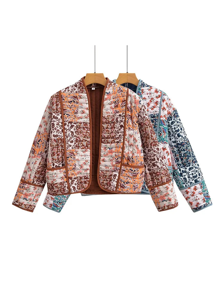 Fashion Floral Print Cotton Coat - Statement Sleeves