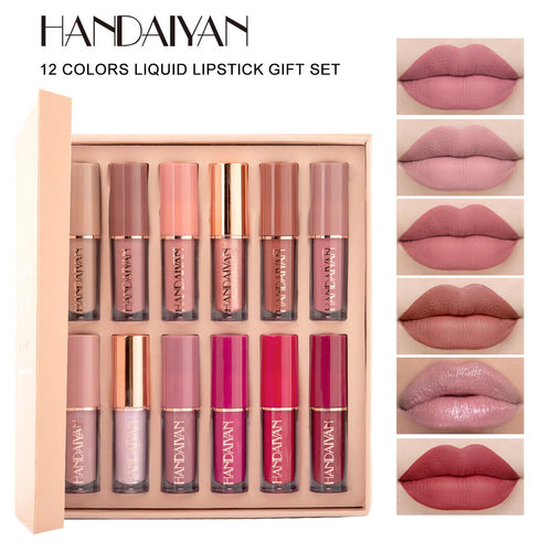 12-Piece Long-Lasting Lipstick Set - Bold Vibrant Colors
