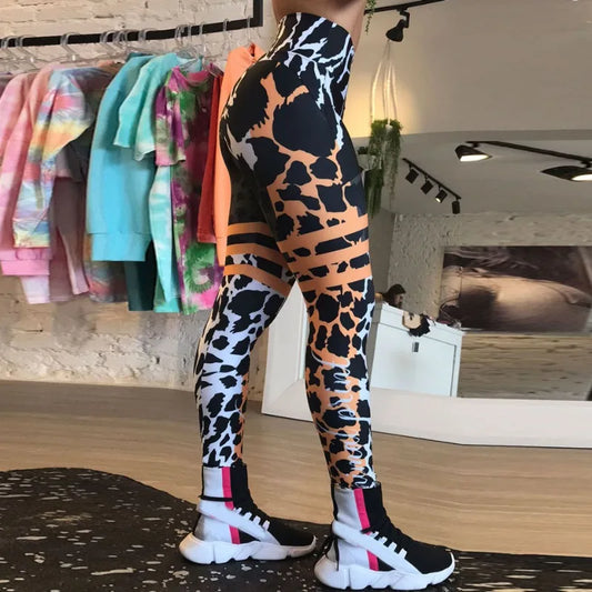 Leopard Stripe Print Leggings