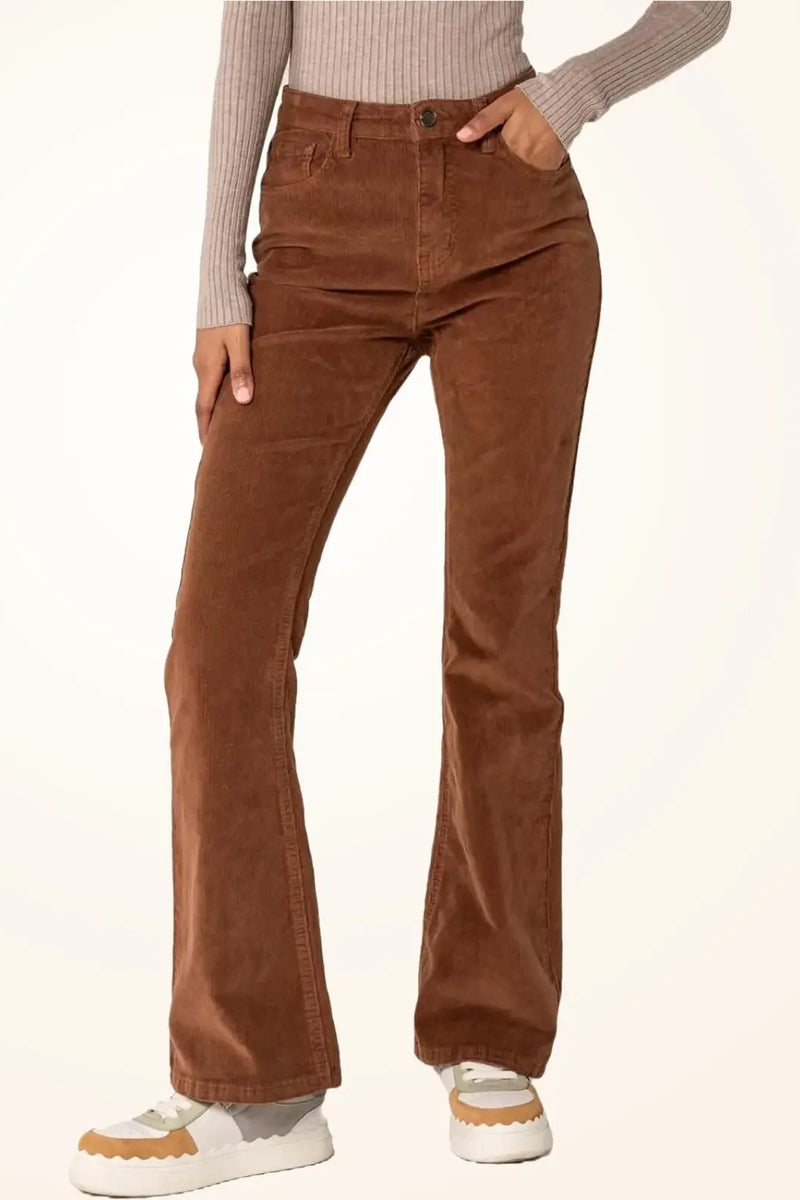Women's Corduroy Straight Leg Pants - Loose Fit Casual Trousers