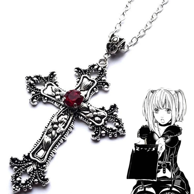 Summer Gemstone Cross Necklace - Dazzling Zinc Alloy