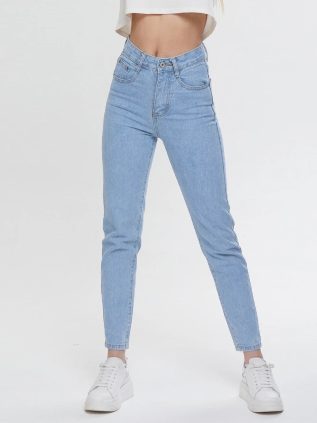 High Waist Straight Jeans - 100% Cotton Amazing Fit