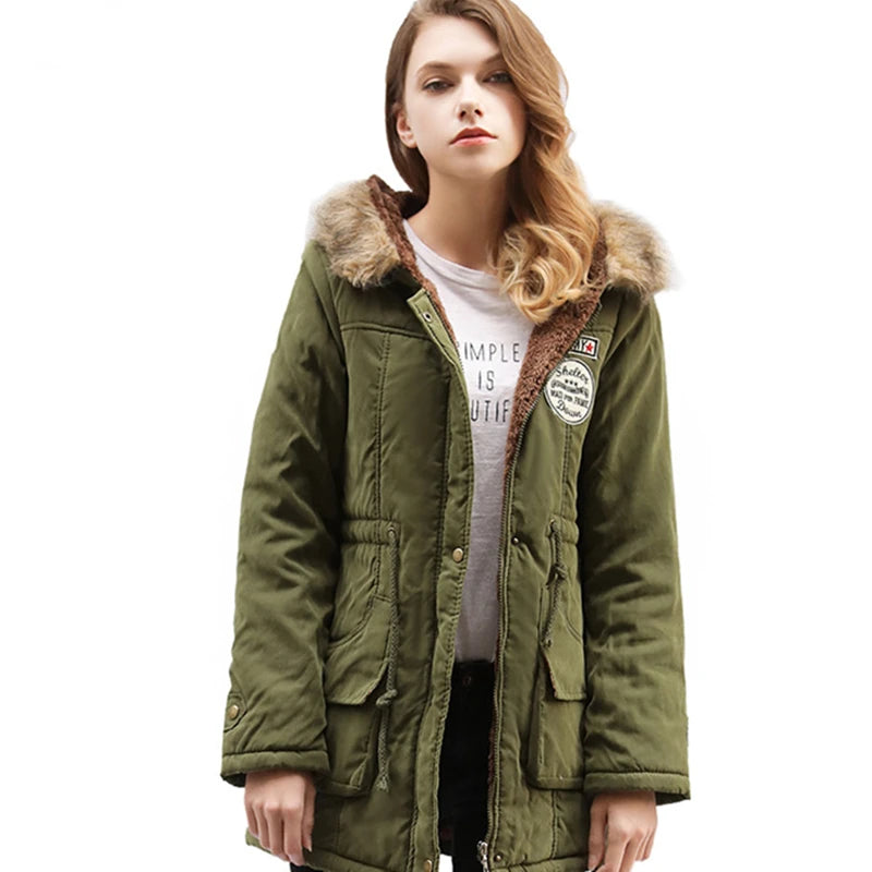 Casual Solid Long Parka - Lightweight Cotton Warmth