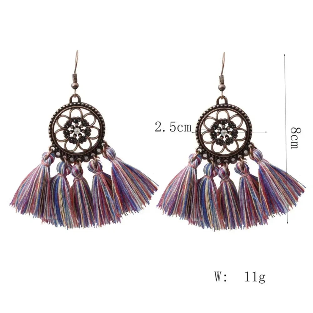 Vintage Ethnic Long Tassel Earrings - Cultural Flair