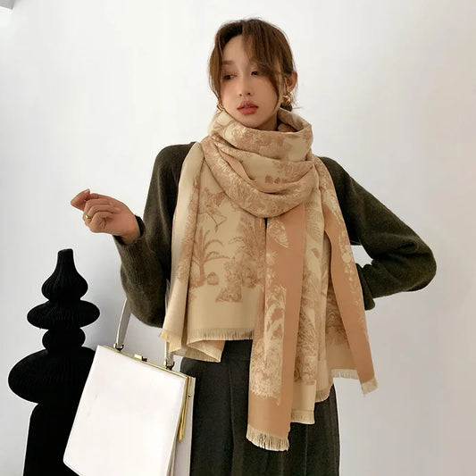 Oversized Floral Winter Scarf
