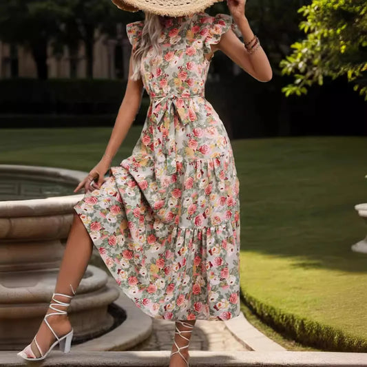 Floral Chiffon A-Line Dress
