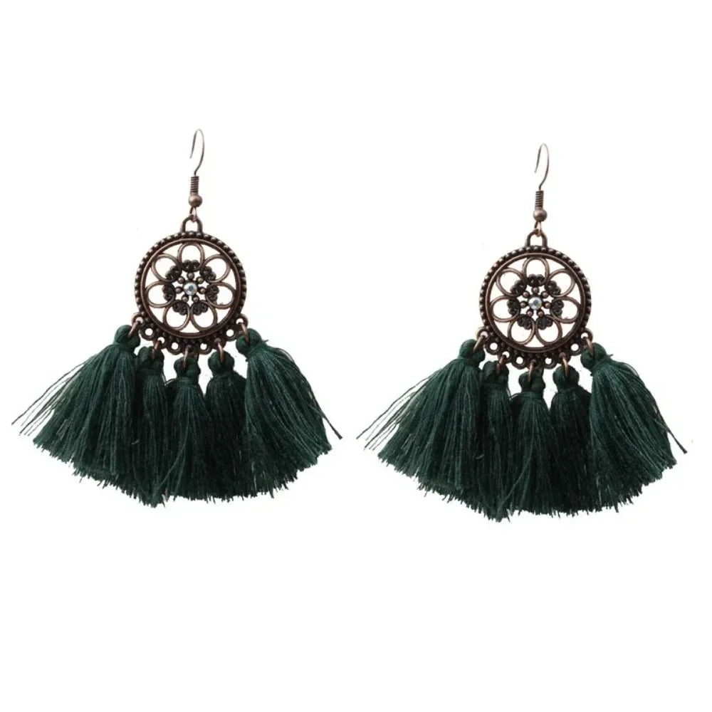 Vintage Ethnic Long Tassel Earrings - Cultural Flair