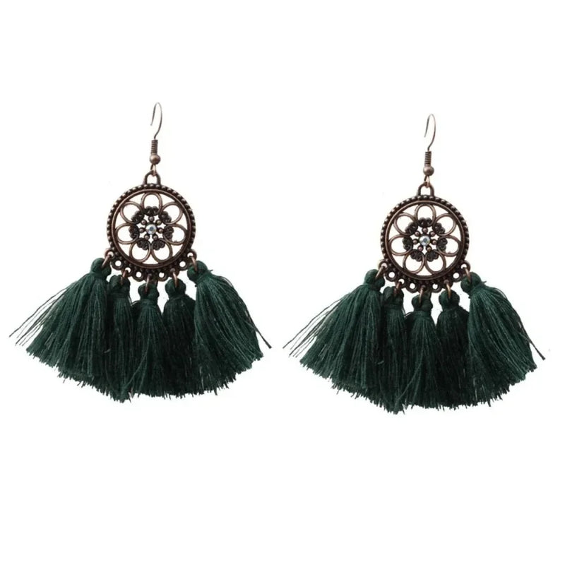 Vintage Ethnic Long Tassel Earrings - Cultural Flair