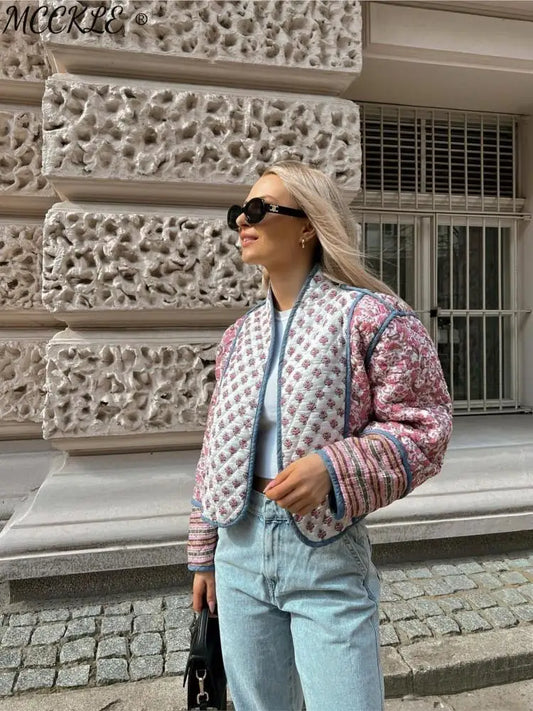 Floral Quilted Cotton Coat