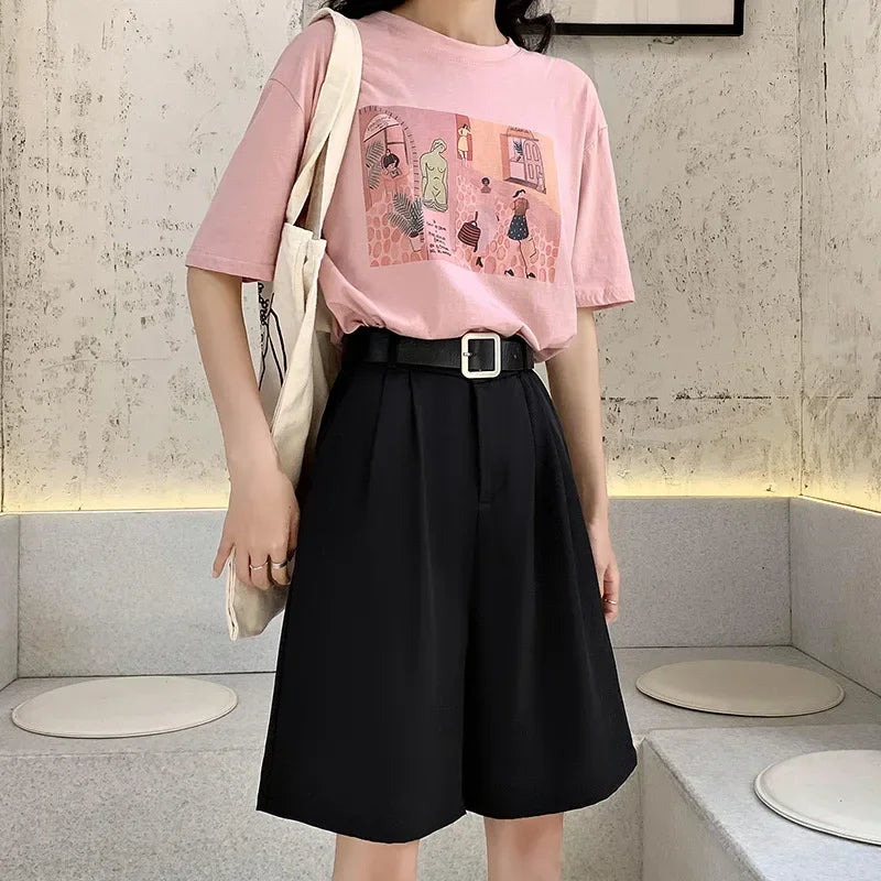 Cotton Wide-Leg Bermuda Shorts
