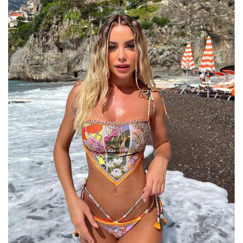 Sexy Halter Bikini Set - Classic Nylon Swimwear