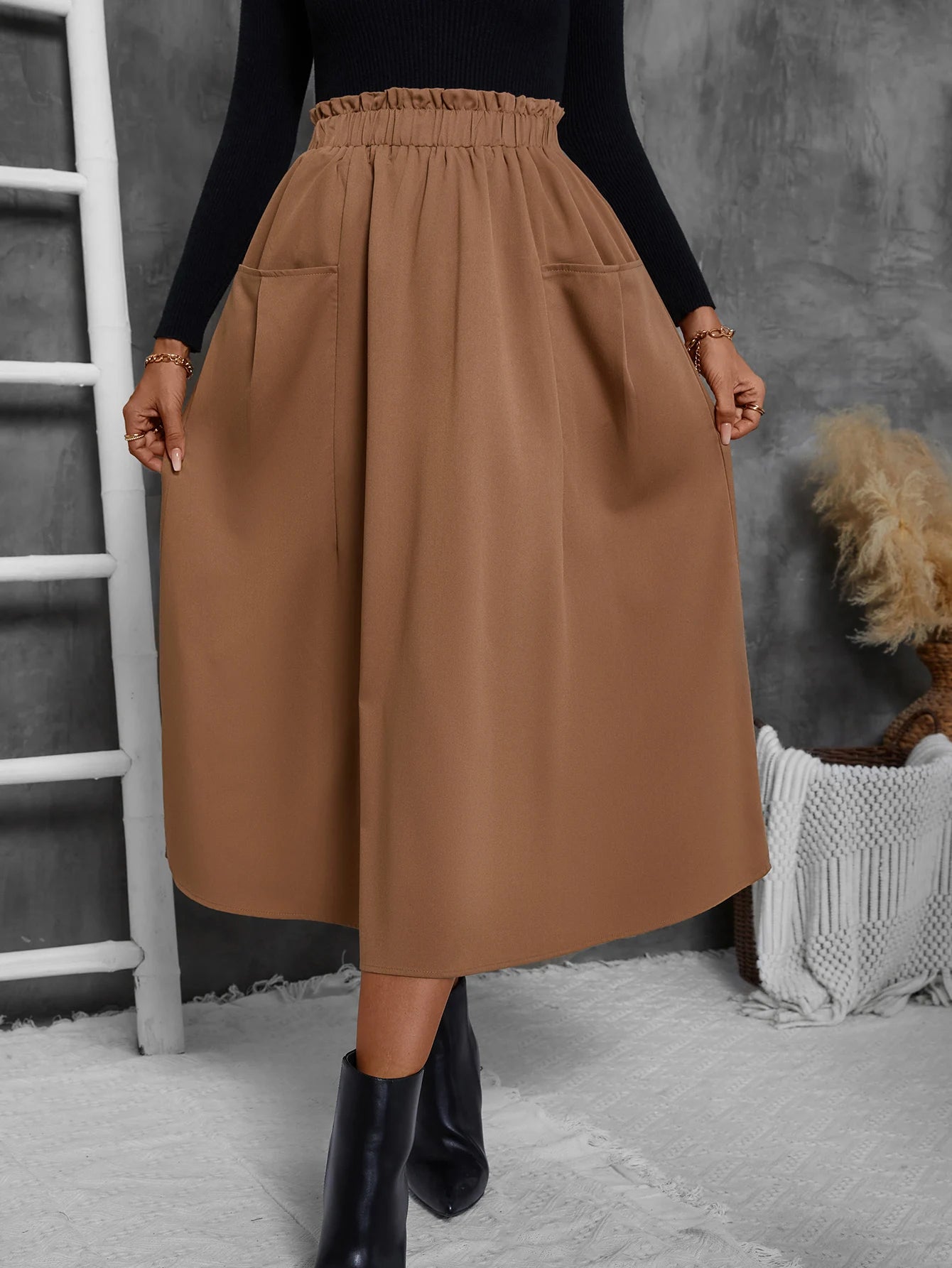 Effortlessly Chic Midi Skirt - Soft Lightweight Viscose