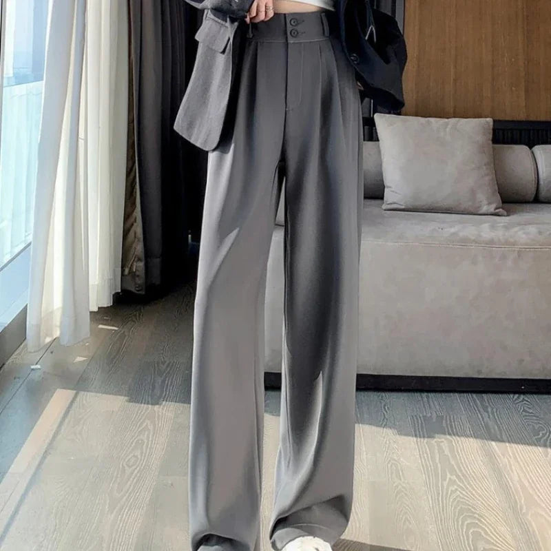 Elegant Wide Leg Pants - Soft-Touch Polyester Glamour