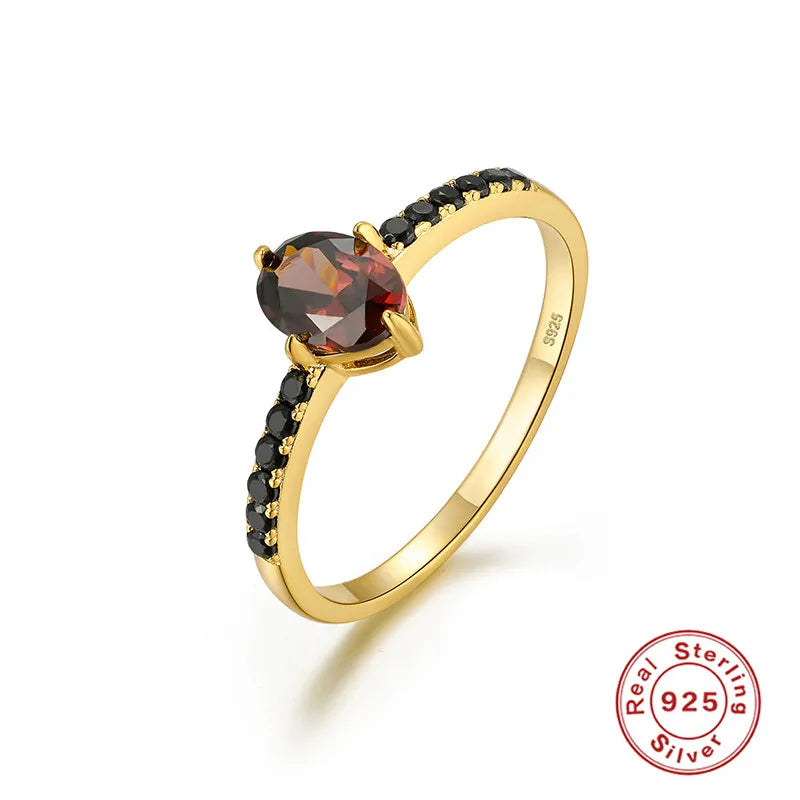 Black Crystal Egg Ring – Sterling Silver Statement Piece with Zircon