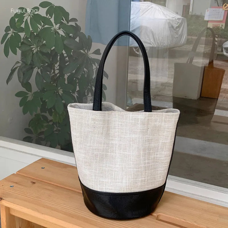 Color Block Canvas Bag