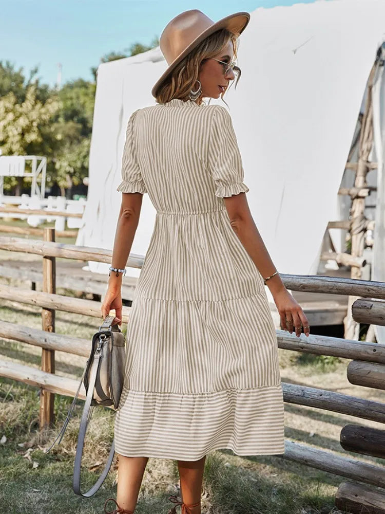 Pleated Stripe Maxi Dress - Fashion-Forward Elegance