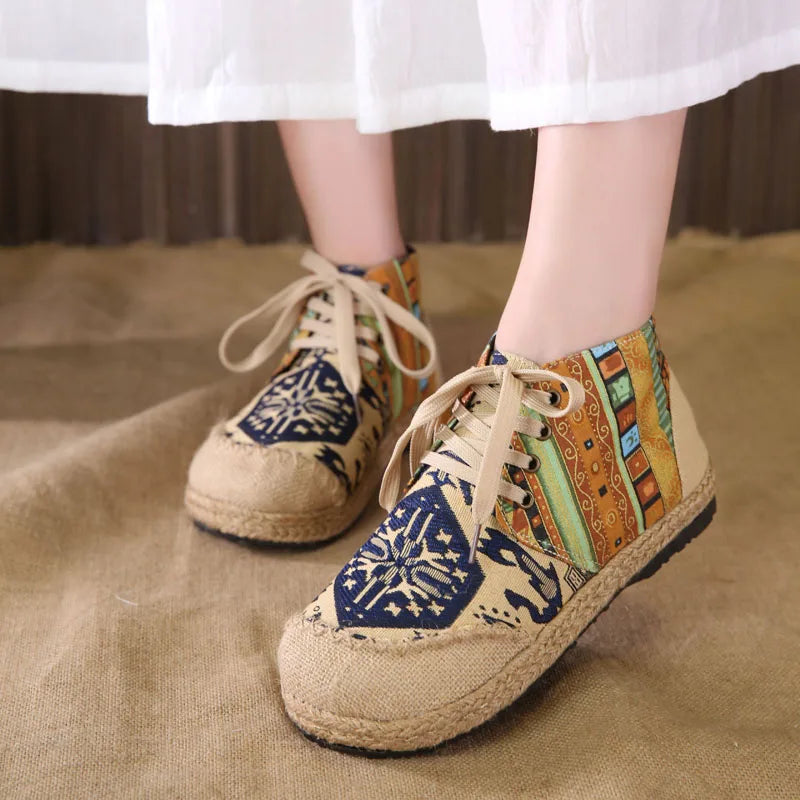 Breathable Linen Lace Shoes