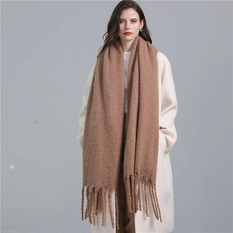 Luxe Tassel Wool Scarf – Oversized Viscose Wrap for All Seasons