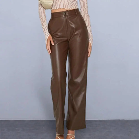 Faux Leather Cargo Trousers