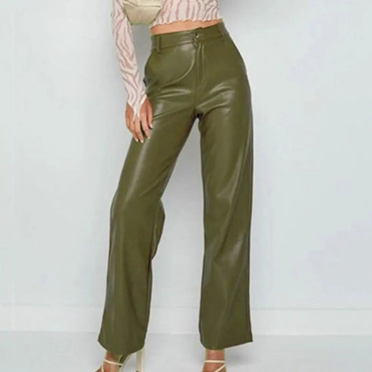 Faux Leather Cargo Trousers