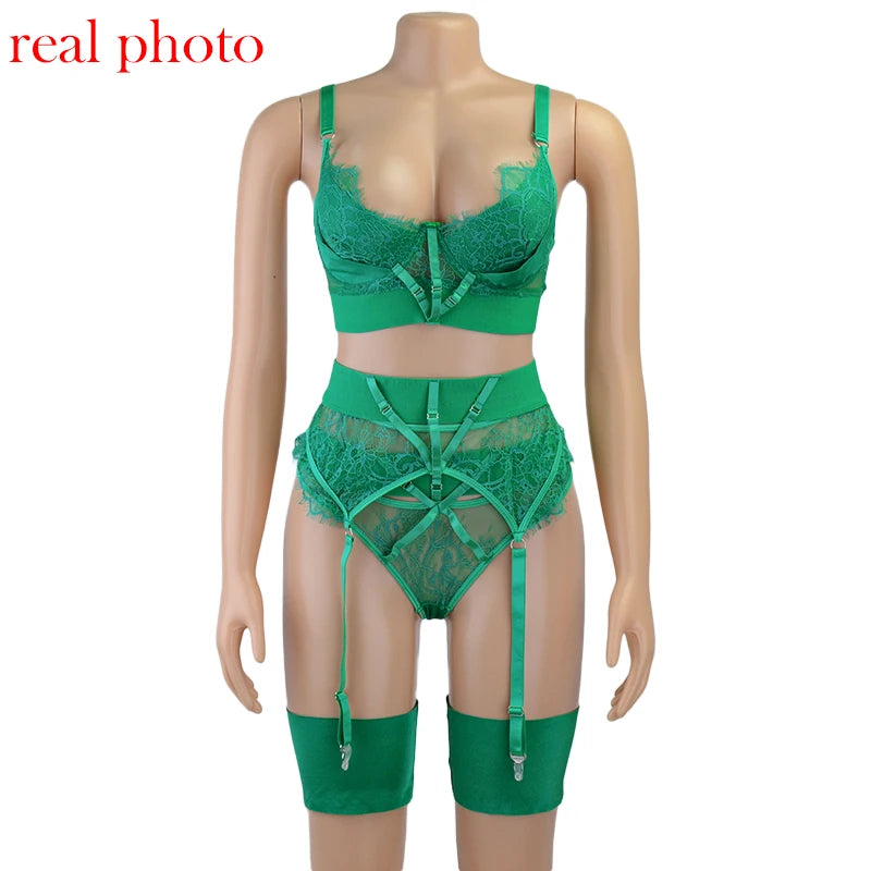 Three Piece Lace Lingerie Set