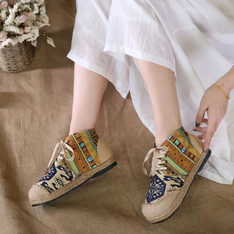 Breathable Linen Lace Shoes