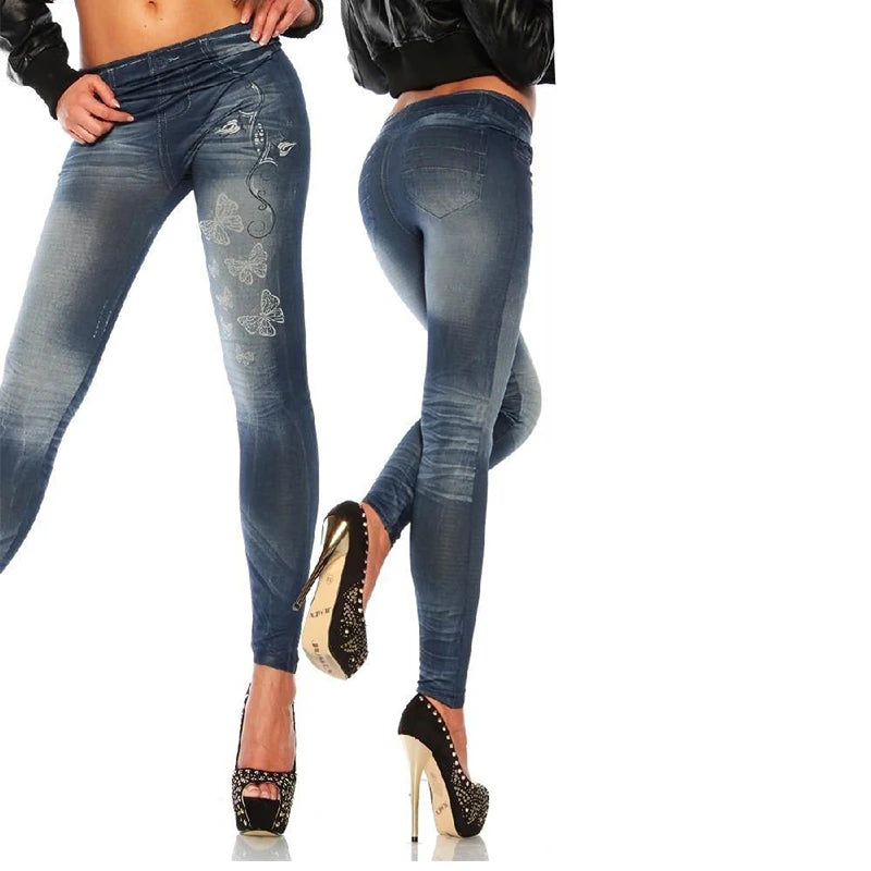 Stretch Faux Denim Leggings