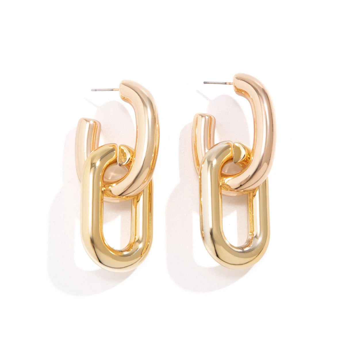 Vintage Geometric U-Shape Link Drop Earrings - Bold Statement
