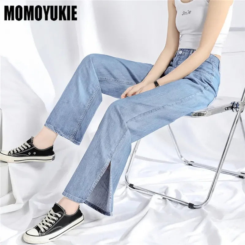 Split Design Wide Leg Jeans - Statement Denim Style