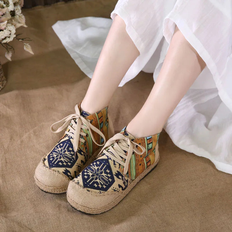 Breathable Linen Lace Shoes