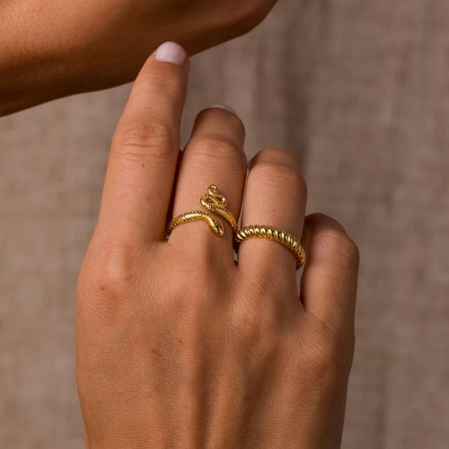 18K Gold Plated Snake Ring – Stainless Steel Statement Jewelry