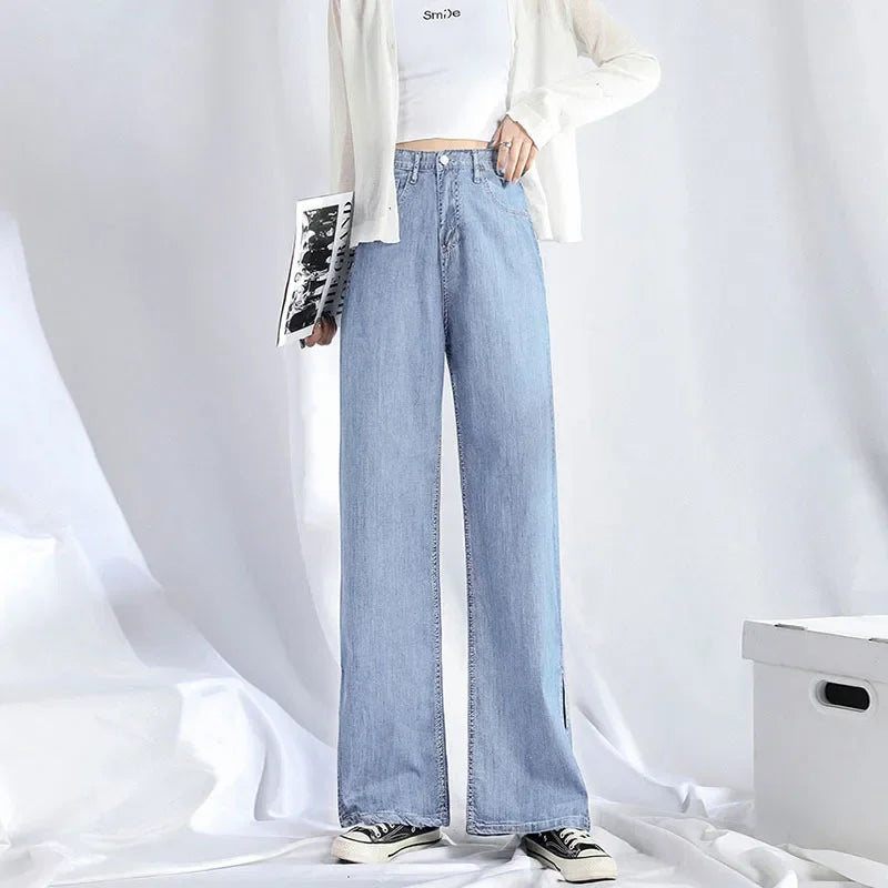 Split Design Wide Leg Jeans - Statement Denim Style