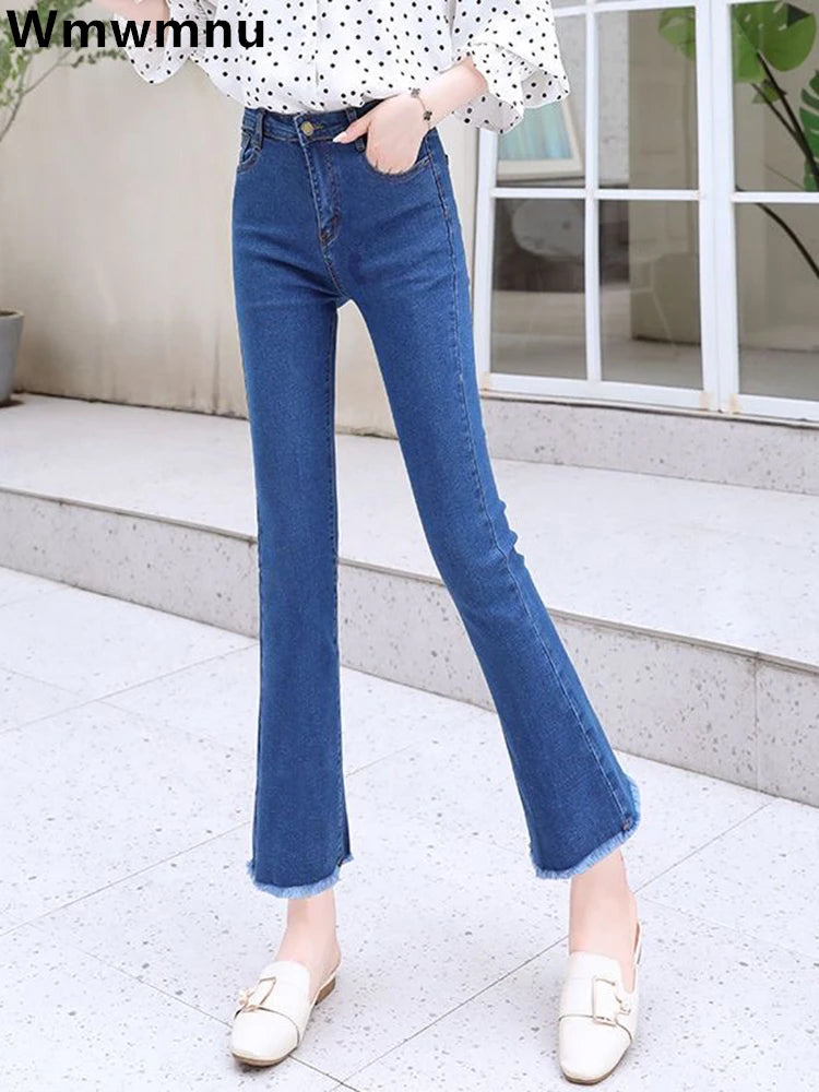Summer High Waist Jeans - Polyester Comfortable Fit