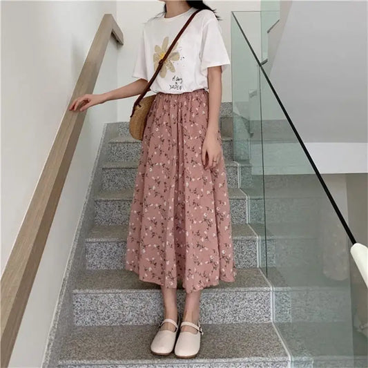 Vintage Floral Pleated Maxi