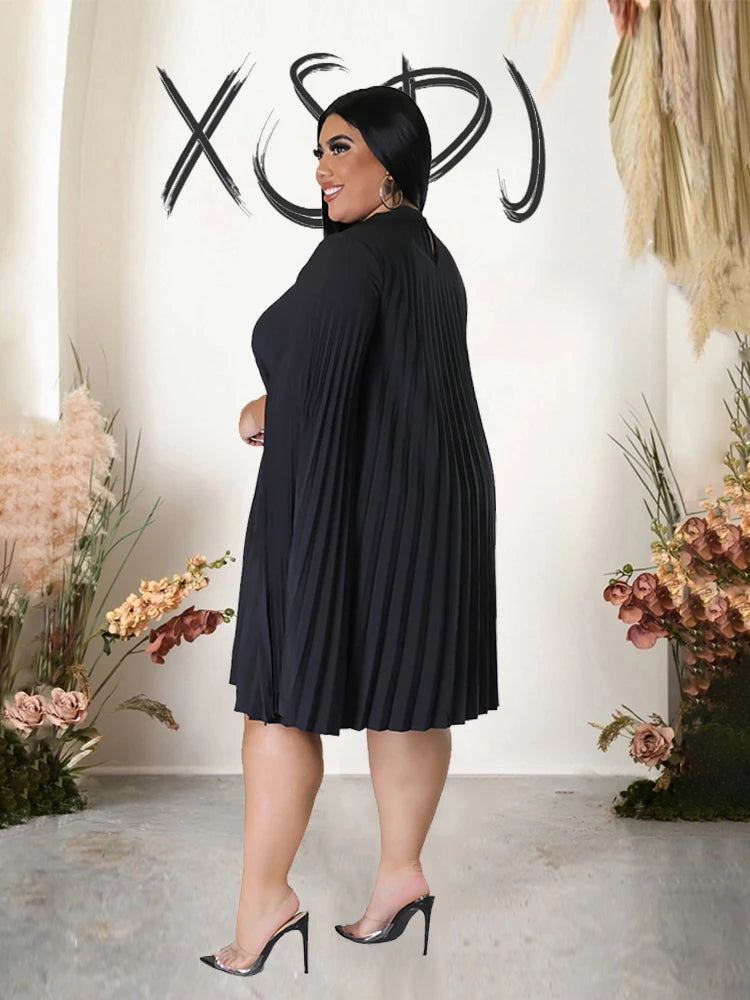 Elegant Pleated Chiffon Dress - Lightweight Summer Midi Dress