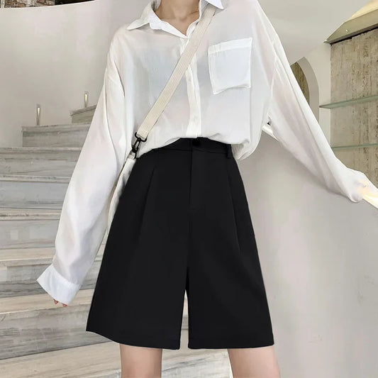 Cotton Wide-Leg Bermuda Shorts