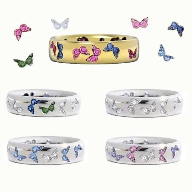 Colorful Butterfly Ring - Zinc Alloy Cubic Zirconia