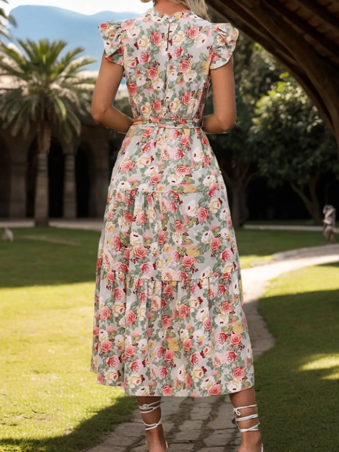 Elegant Floral Print Dress - Lightweight Chiffon Romance