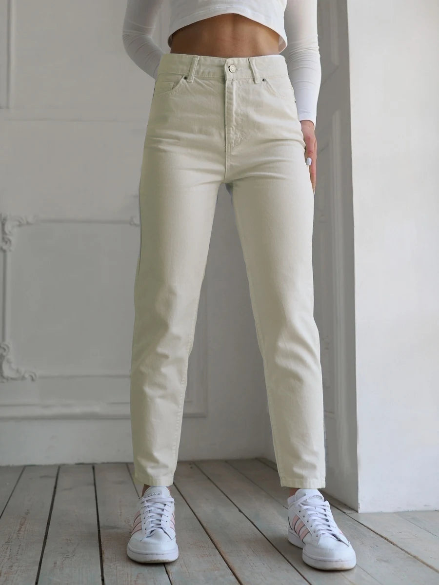 High Waist Straight Jeans - 100% Cotton Amazing Fit
