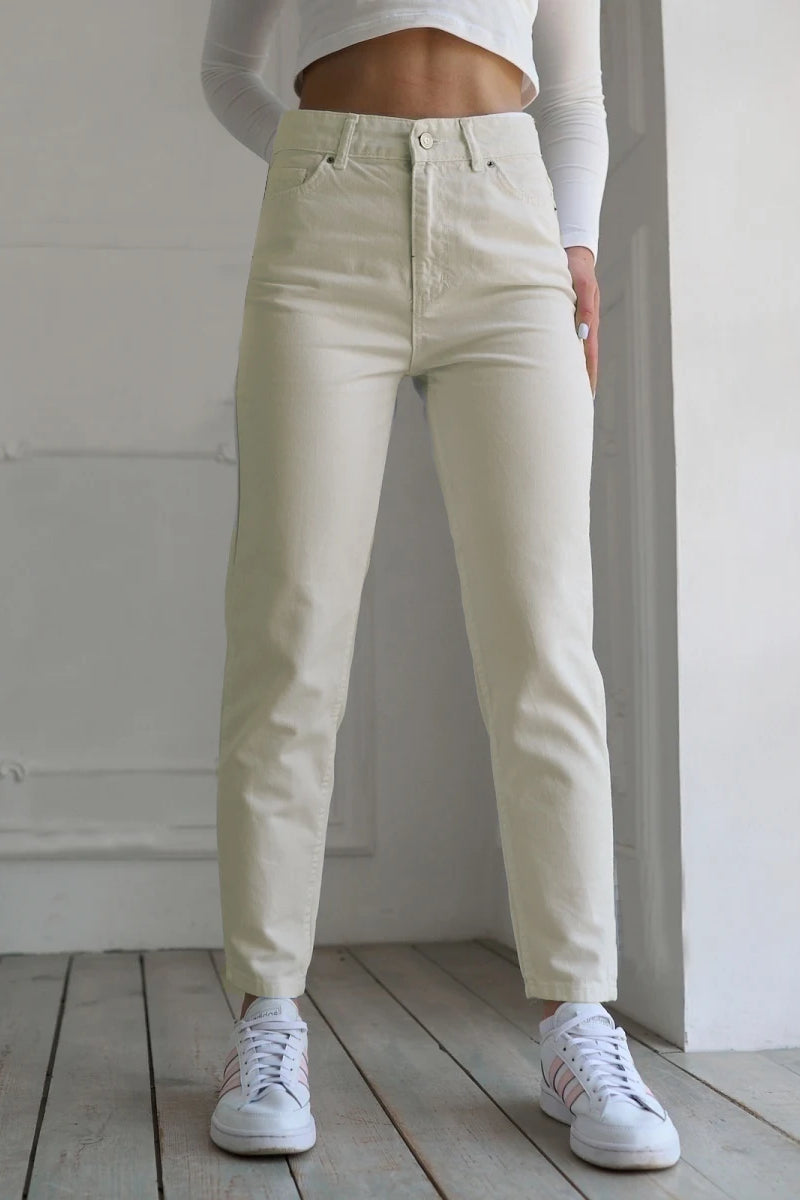 High Waist Straight Jeans - 100% Cotton Amazing Fit