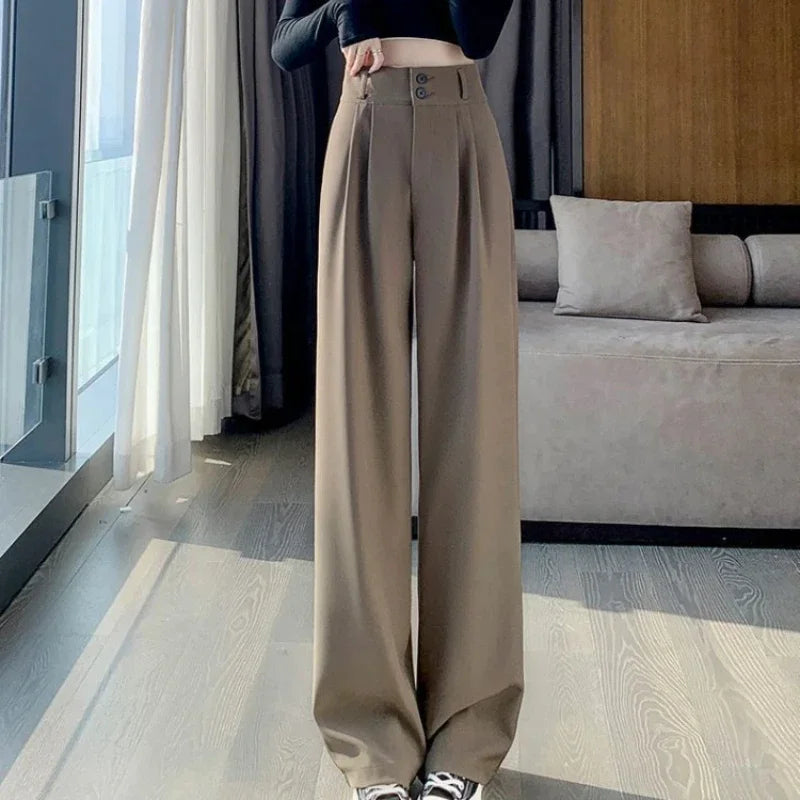 Elegant Wide Leg Pants - Soft-Touch Polyester Glamour