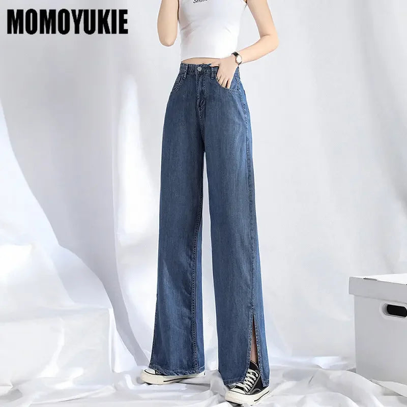 Split Design Wide Leg Jeans - Statement Denim Style