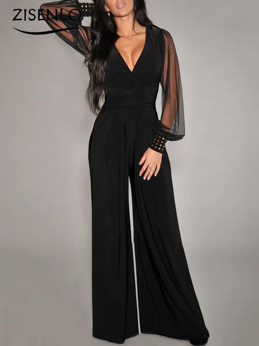 Long Sleeve Lapel Jumpsuit