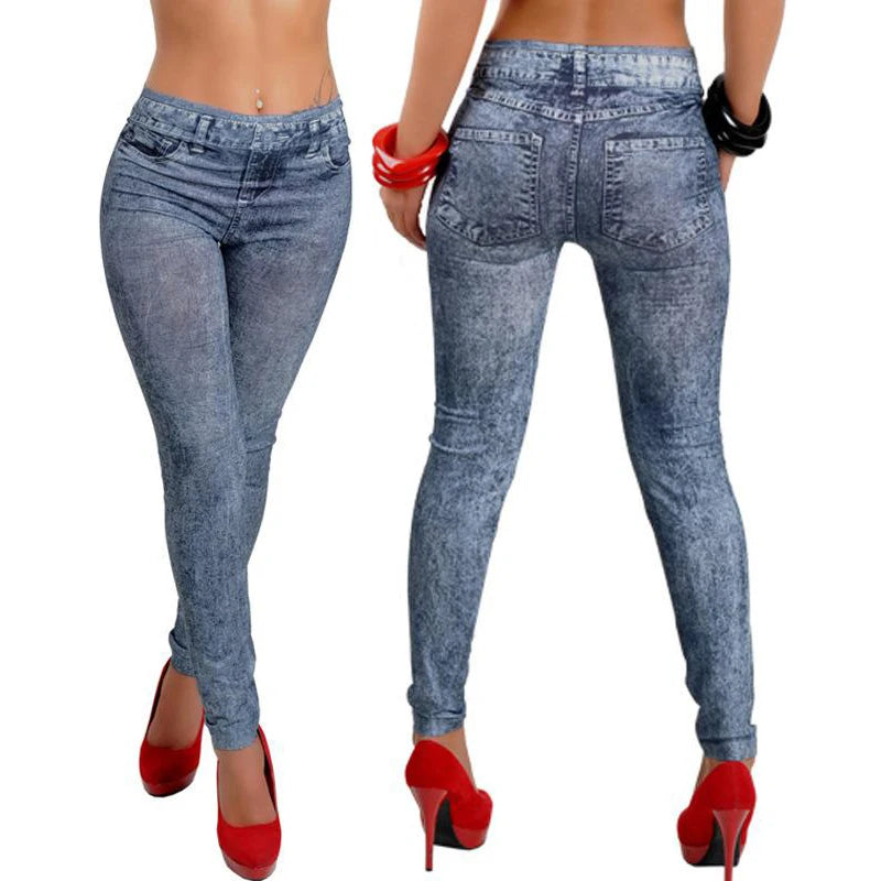 Stretch Faux Denim Leggings