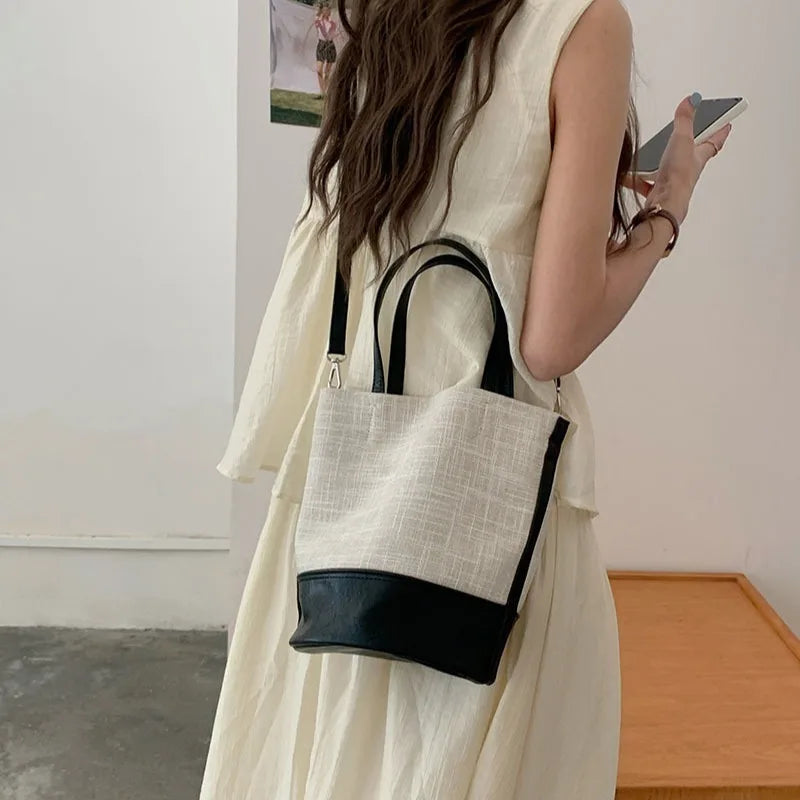 Color Block Canvas Bag