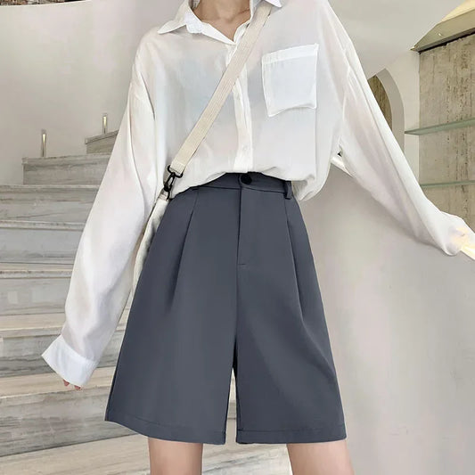 Cotton Wide-Leg Bermuda Shorts