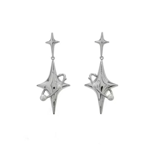 Star Pearl Drop Earrings